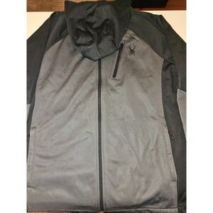 Spyder Mens Polar Full Zip Hooded Jacket Grey Black XL SPFFM193-069 NWT